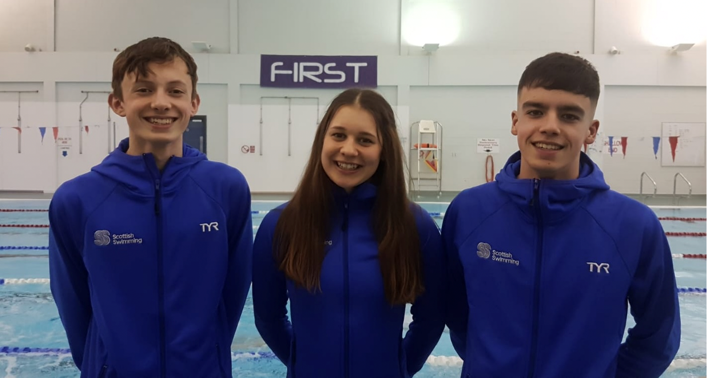 From left to right – Liam Murphy (Bo’ness ASC), Ellie Hamilton (Bo’ness ASC), Jake Kirkham (Grangemouth ASC)